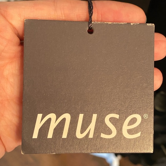 Muse • Black Square Neck 3/4 Sleeve Dress w/ Circle Appliqué Skirt • Size 10 NWT - Picture 8 of 9